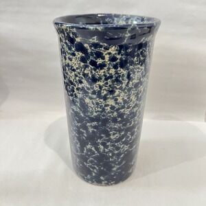 Bennington Potters Tall Utensil Crock 1398 DG Agate Blue Spongeware Vermont
